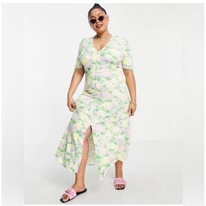 Asos Curve Button Through Dress in Pastel Floral